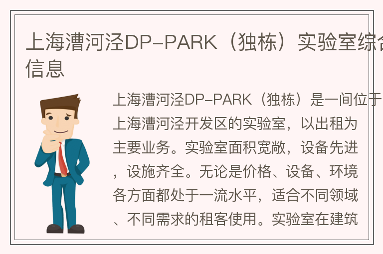 22"上海漕河泾DP-PARK（独栋）实验室综合信息"